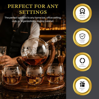 Airplane Globe Whiskey Decanter Premium Barware Gift Elegant Drinkware Collection
