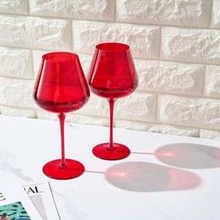 Crystal Christmas Holiday Red Colored Crystal Wine Glass Set Of 2 Gift For Hosting Her Wife Mom Frie
