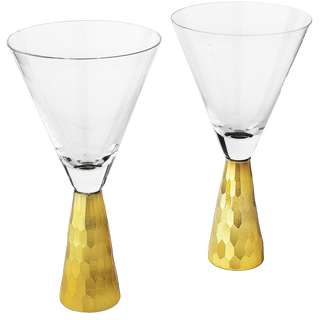 Elegant Gold Funnel Shaped Cocktail Martini Glasses Premium Barware Gift