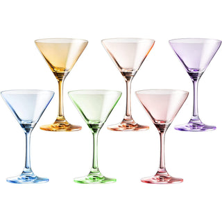 Colored Coupe Glasses Set Of 6 7 Oz Classic Cocktail Glassware For Champagne Martini Manhattan Cosmo