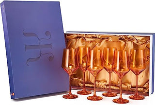 Colored Wine Glass Set 12 Oz Glasses Set Of 6 Unique Italian Style Tall Stemmed For White Red Wine W