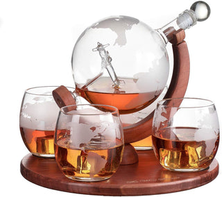 Airplane Globe Whiskey Decanter Premium Barware Gift Elegant Drinkware Collection