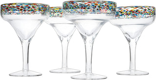 Mexican Hand Blown Glass Set Of 4 Large 16OZ Luxury Margarita Glasses Mexico Design Large 16OZ Confe