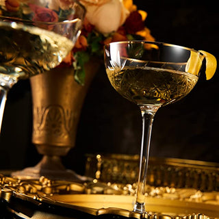Vintage Art Deco Luxury Martini Margarita Coupe Glasses For Champagne Martini Cocktails 24k Gold Rim