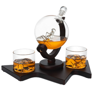 Ski Wine And Whiskey Decanter 850ML With 2 Glacier Mountain Glasses By 14 Long For W