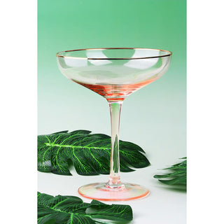 Pink Rim Martini Cocktail Glasses Premium Barware Gift Elegant Drinkware Collection