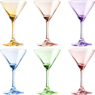 Colored Coupe Glasses Set Of 6 7 Oz Classic Cocktail Glassware For Champagne Martini Manhattan Cosmo