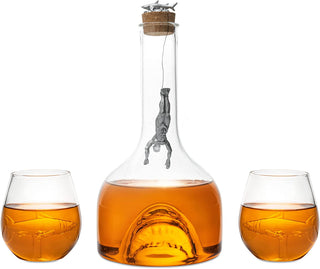 Shark Whiskey Decanter Set By 1000ML Shark Decanter With 2 10OZ Shark Glasses Shark