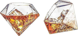 Diamond Whiskey Glasses Scotch Bourbon Or Wine Glasses Set Of 2 10 Oz Old Fashion El