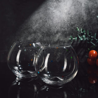Polka Dot Set Of 2 Stemless Bubble Wine Glasses 16 Oz By Polka Dot Rainbow Glasses C