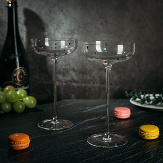 Polka Dot Champagne Coupe Glasses Set Of 2 12 Oz By Polka Dot Rainbow Colored Glasse