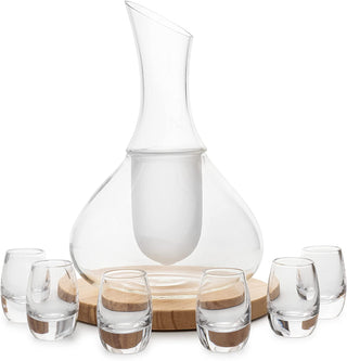 Sake Carafe Set 6 Sake Glass Set 8 5 Oz Glasses For Warm Or Cold Japanese Wine Drinking With A Woode