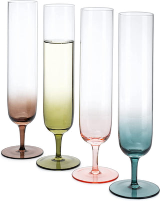 Tall Muted Colors Beautiful Champagne Flutes 10 Stemmed Set Of 4 10 5 Oz Elegant Gla