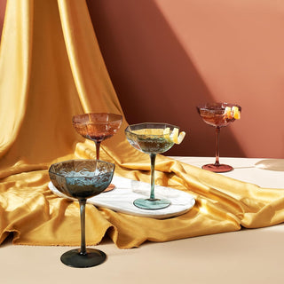 Cocktail Martini Champagne Luxury Angled Coupe Glasses 6 Oz Set Of 4 Muted Colored