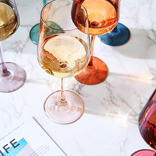 Colored Crystal Wine Glass Set Of 6 Gift For Mothers Day Her Wife Mom Friend Large 12 Oz Glasses Uni