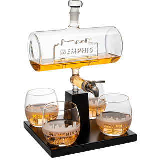Memphis City Of Blues Wine Whiskey Decanter Set 1100ML By With 4 Whiskey Glasses Dri