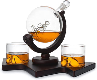 Ski Wine And Whiskey Decanter 850ML With 2 Glacier Mountain Glasses By 14 Long For W