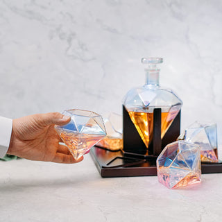 Diamond Whiskey And Wine Decanter Great Gift 750ML With 4 Diamond Glasses And Beauti