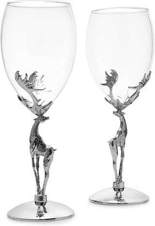 Stag Antler Set Of 2 Wine Glasses 9h Wine Glasses Set For Any Home Bar Luxury Glass Stag Deer Figuri