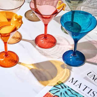 Unbreakable Pastel Color Acrylic Martini Glasses Set Of 6 European Style Cocktail Cups 100 Tritan Dr