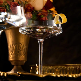 Luxury Martini Glass Set Of 2 10OZ Crystal Luxury Martini With Silver Spoon Premium Hand Blown Class
