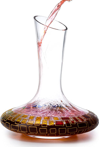 Art Deco Stained Glass Renaissance Wine Decanter By 60 Oz Hand Blown Lead Free Decor