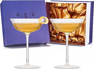 Vintage Crystal Coupe Glasses Set Of 2 Clear Radiance Champagne Martini Cocktails Hand Blown Classy
