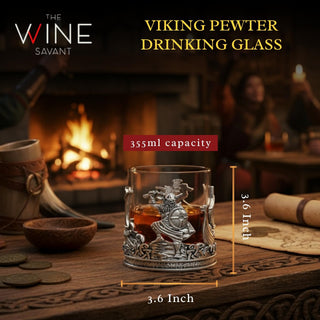 Viking Mythological Pewter Whiskey Wine Beer Water Drinking Glass 12OZ Single Water Rum Brandy Scotc