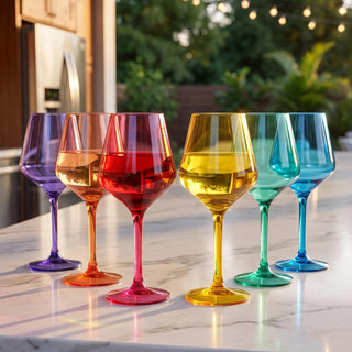 Unbreakable Colored Stemmed Wine Glasses Made From Shatterproof Tritan Bpa Free Plastic Reusable Col