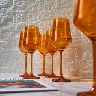 Colored Wine Glass Set 12 Oz Glasses Set Of 6 Unique Italian Style Tall Stemmed For White Red Wine W