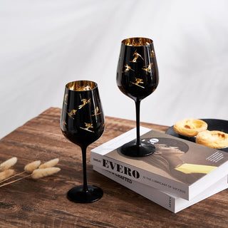 Crystal Stemmed Skiing Apres Ski Skiier Wine Glasses Goblets Set Of 2
