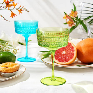 Art Deco Colored Crystal Coupe Glass Set Of 6 Large 9 6OZ Stemmed Glassware
