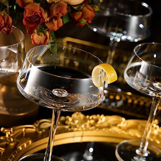 Luxury Martini Glass Set Of 4 10OZ Crystal Luxury Martini With Silver Spoon Premium Hand Blown Class