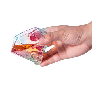 Set Of 4 Iridescent Diamond Whiskey Wine Glasses 10OZ Wine Whiskey Water Diamond Shaped Diamonds Col