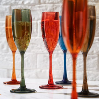 Unbreakable Pastel Color Acrylic Champagne Flutes Glasses Set Of 6 European Style Toasting Cups 100
