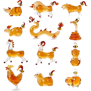 12 Chinese Zodiac Wine Whiskey Decanter Set Set Of 12 Miniature Hand Blown Decanters New Year Table