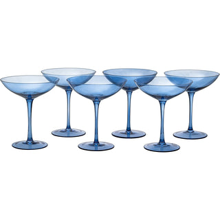 Cobalt Blue Colored Champagne Coupe Glasses 12OZ Set Of 6 By Toasting Glasses Weddin