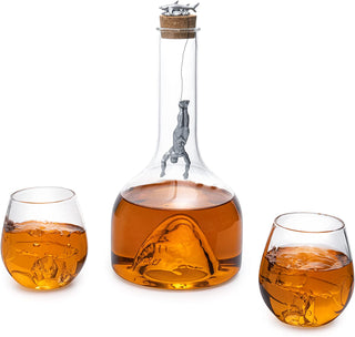 Shark Whiskey Decanter Set By 1000ML Shark Decanter With 2 10OZ Shark Glasses Shark