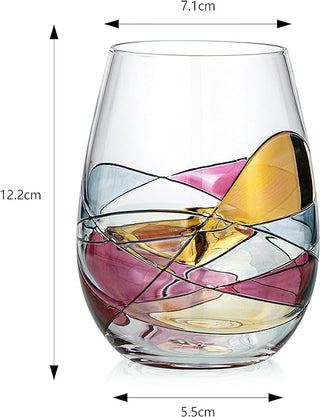 Painted Stemmless Wine Glass Box Set Opener Stopper Drip Ring Wine Pourer 2 Glasses