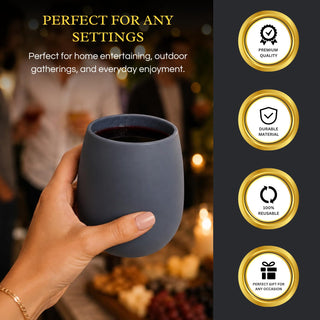 Unbreakable Silicone Stemless Wine Glassware Set Of 4 Reusable Shatterproof