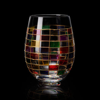Red Green Stained Wine Glasses Set Of 2 By Festive Colorful Coffee Cups Stained Wind