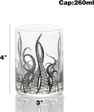 Octopus Tentacle Whiskey Glassware Set Of 2 9 Oz Handmade Craft Beer Cocktail Water Bar Rock Glass K