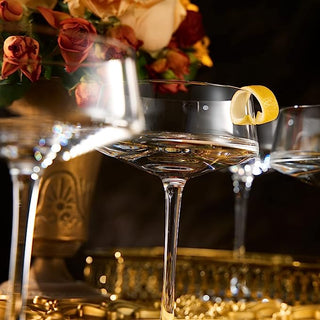 Luxury Martini Glass Set Of 4 10OZ Crystal Luxury Martini With Silver Spoon Premium Hand Blown Class