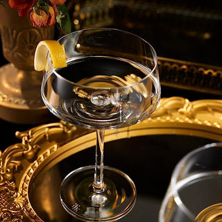 Luxury Martini Glass Set Of 2 10OZ Crystal Luxury Martini With Silver Spoon Premium Hand Blown Class