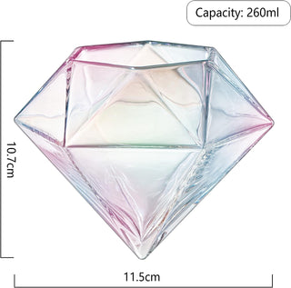 Set Of 2 Iridescent Diamond Whiskey Wine Glasses 10OZ Wine Whiskey Water Diamond Shaped Diamonds Col
