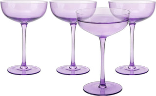 Colored Coupe Glass 7OZ Set Of 4 Colorful Champagne Cocktail Glasses Fancy Manhattan
