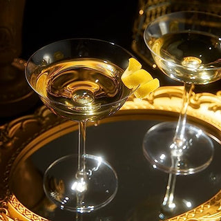 Vintage Crystal Coupe Glasses Set Of 2 Clear Radiance Champagne Martini Cocktails Hand Blown Classy