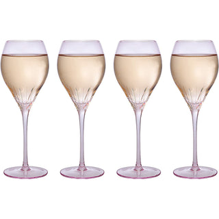 Paris Collection Crystal Pink Balloon Wine Glasses Red White Wines 14 Oz Set Of 4 By
