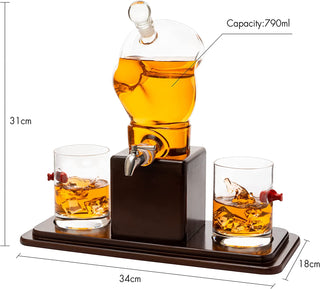 Boxing Glove Whiskey Decanter Set 750ML 13 H X 13 W With 2 10OZ Boxing Glasses By Fo