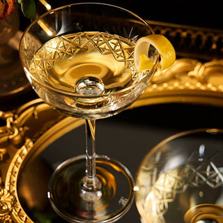 Vintage Art Deco Luxury Martini Margarita Coupe Glasses For Champagne Martini Cocktails 24k Gold Rim